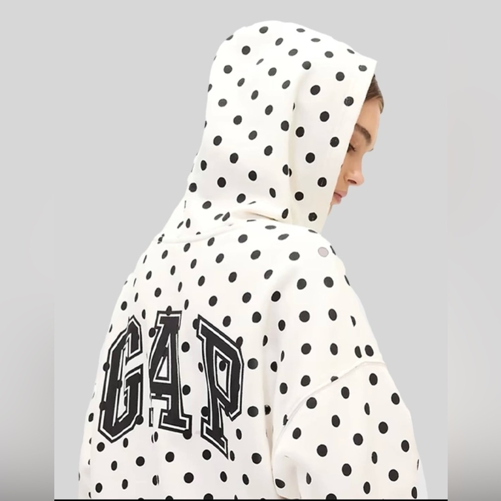 Gap Polka Dot cropped Hoodie - Cream and Black - Picture 3 of 5
